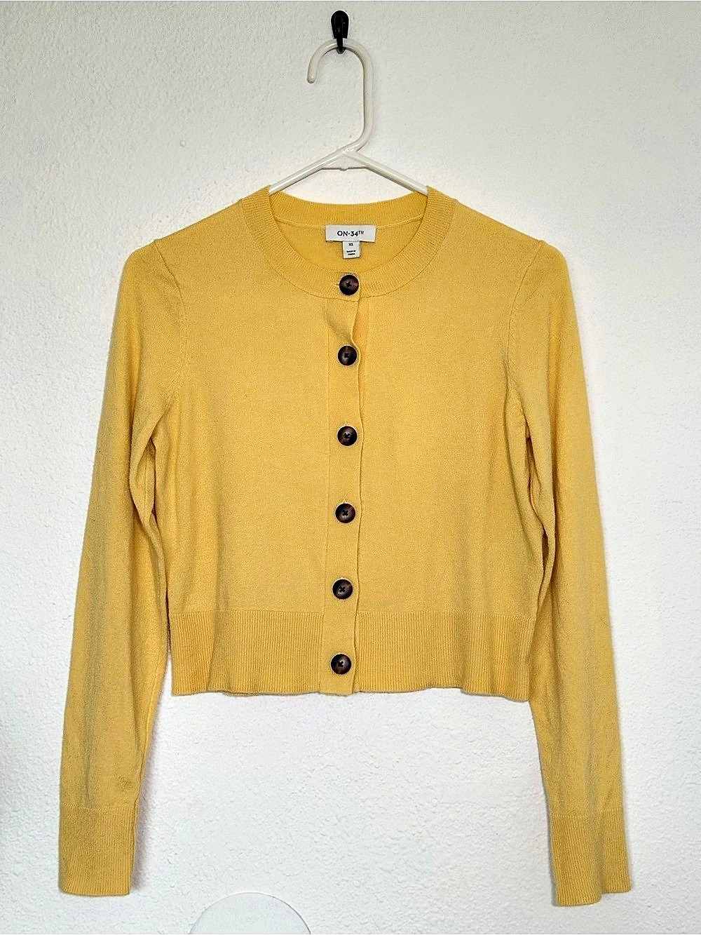 ON·34TH Button-Front Cardigan in Yellow Size XS